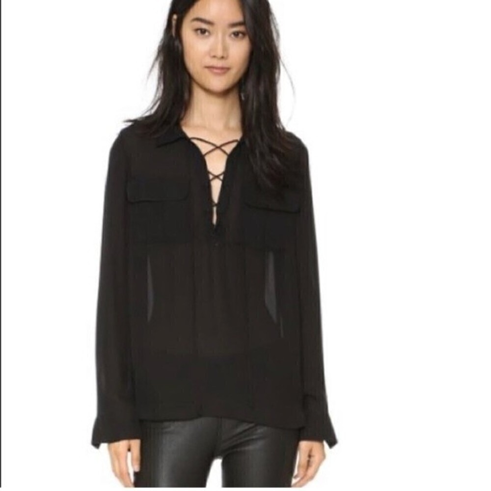 ELIZABETH & James Belinda Silk Black Blouse